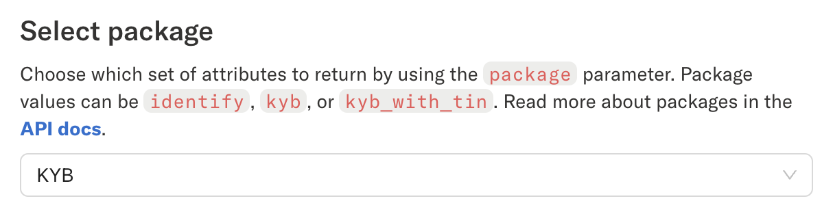 KYB Package Selection