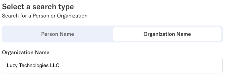 Screening Entity Type Selection