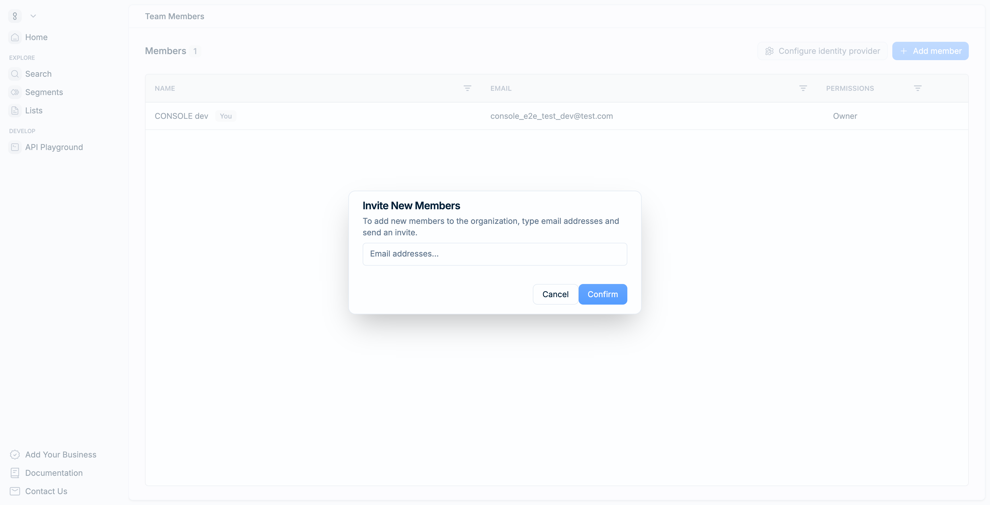 Add team member dialog